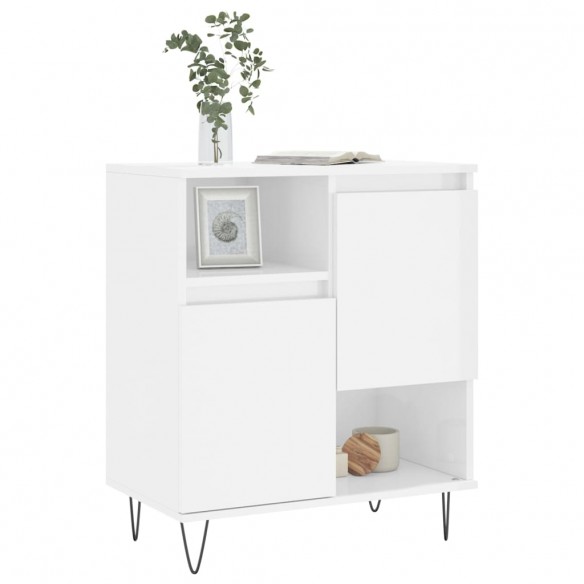 Buffet Blanc brillant 60x35x70 cm Bois d'ingénierie