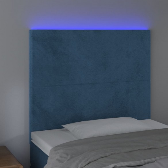 Tête de lit à LED Bleu foncé 100x5x118/128 cm Velours