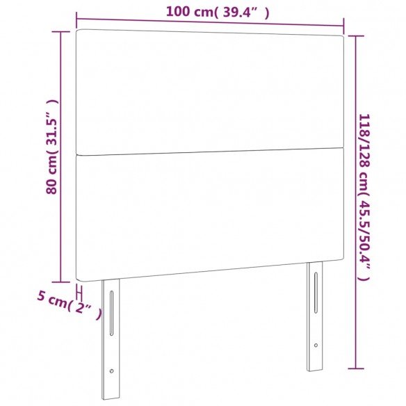 Tête de lit à LED Bleu foncé 100x5x118/128 cm Velours