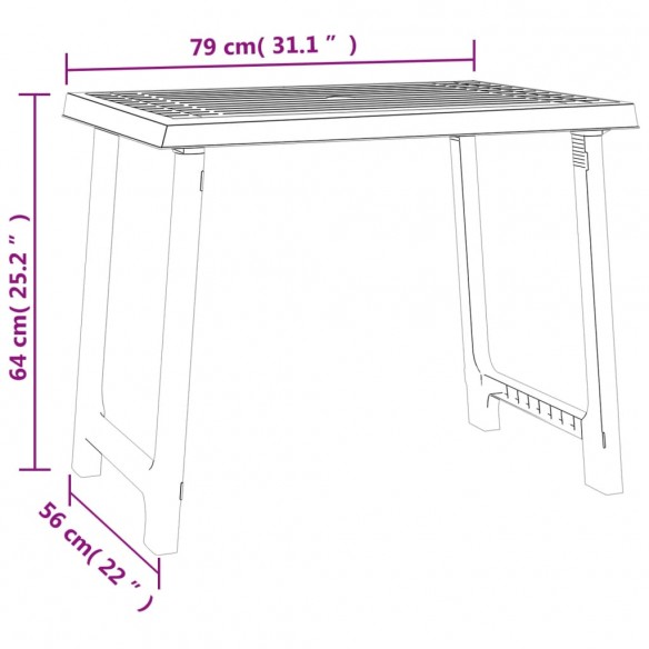 Table de camping vert 79x56x64 cm PP aspect de bois