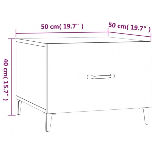 Tables basses avec pieds en métal 2 pcs Chêne fumé 50x50x40 cm