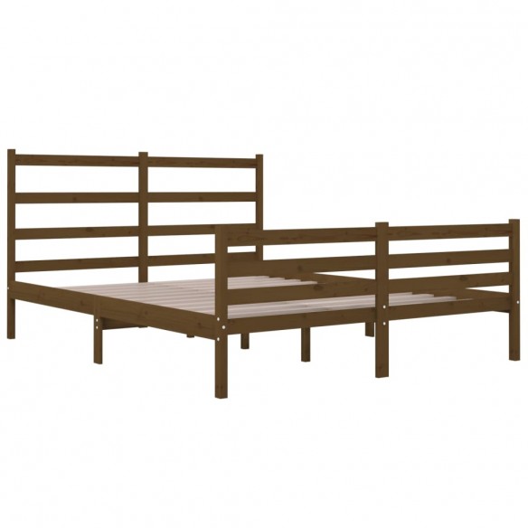 Cadre de lit Marron miel Bois massif 120x190 cm Petit Double