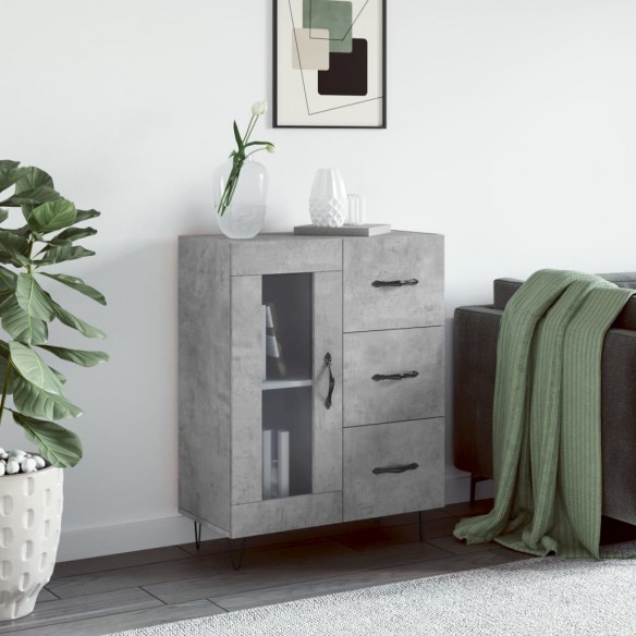 Buffet gris béton 69,5x34x90 cm bois d'ingénierie