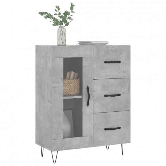 Buffet gris béton 69,5x34x90 cm bois d'ingénierie