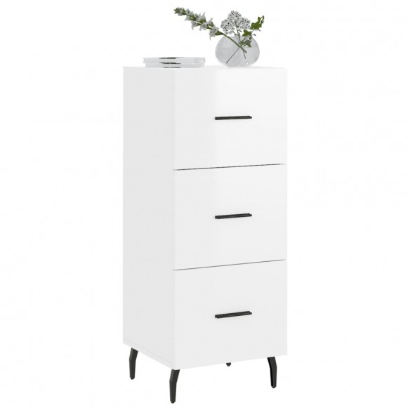 Buffet Blanc brillant 34,5x34x90 cm Bois d'ingénierie