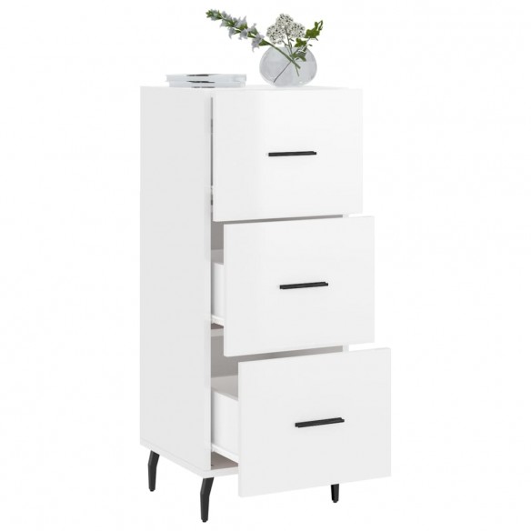 Buffet Blanc brillant 34,5x34x90 cm Bois d'ingénierie