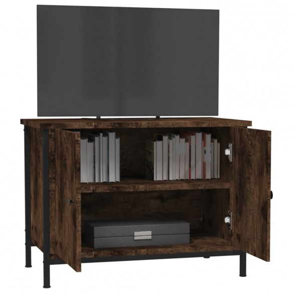 Meuble TV avec portes chêne marron 60x35x45cm bois d'ingénierie
