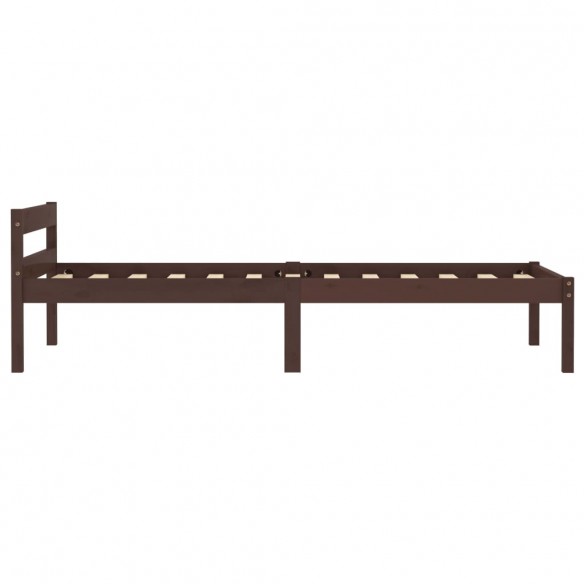 Cadre de lit Marron foncé Bois de pin massif 90 x 200 cm