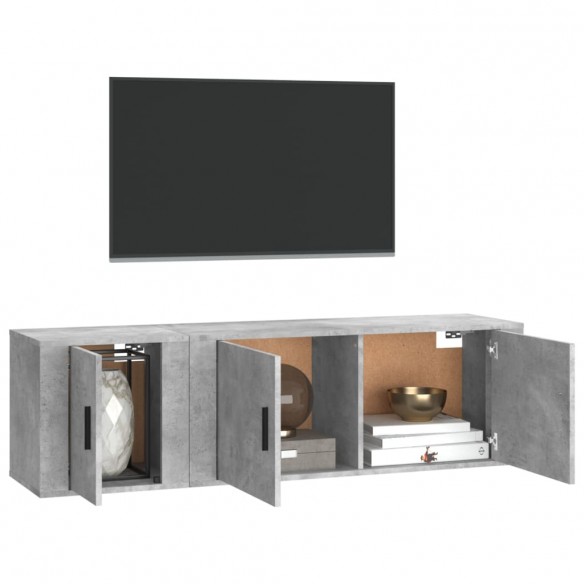 Ensemble de meubles TV 2 pcs gris béton bois d'ingénierie