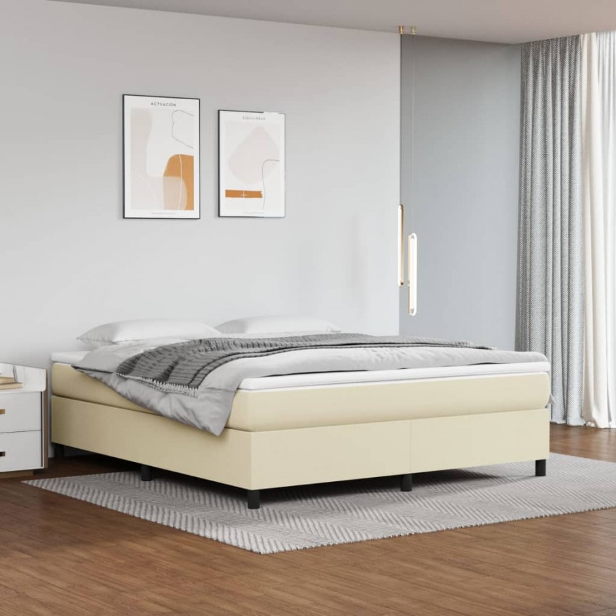 Sommier à lattes de lit avec matelas Crème 160x200cm Similicuir