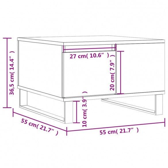 Table basse chêne fumé 55x55x36,5 cm bois d'ingénierie