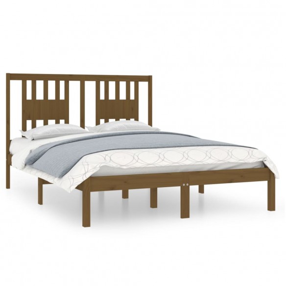 Cadre de lit Marron miel Bois massif 120x190 cm Petit Double