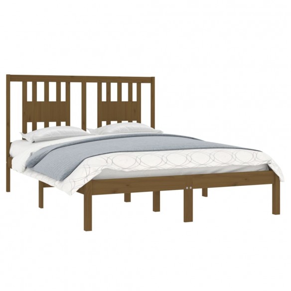 Cadre de lit Marron miel Bois massif 120x190 cm Petit Double