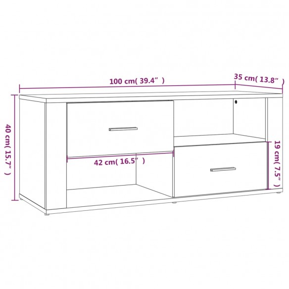 Meuble TV Blanc 100x35x40 cm Bois d'ingénierie