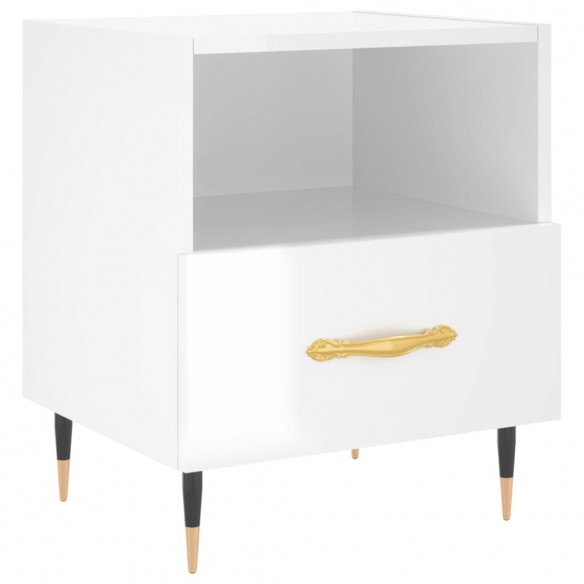 Tables de chevet 2 pcs blanc brillant 40x35x47,5 cm