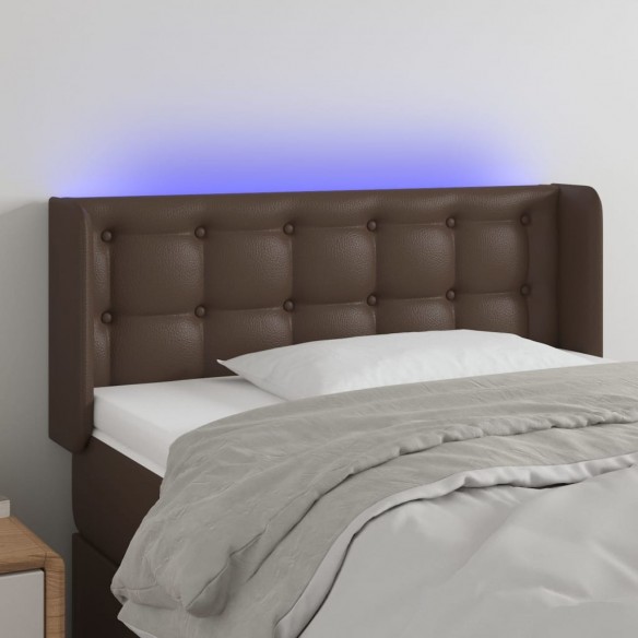 Tête de lit à LED Marron 93x16x78/88 cm Similicuir