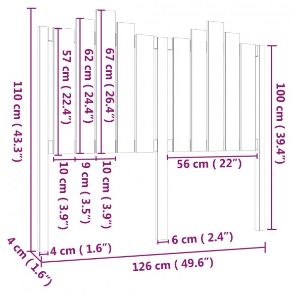 Tête de lit Marron miel 126x4x110 cm Bois massif de pin