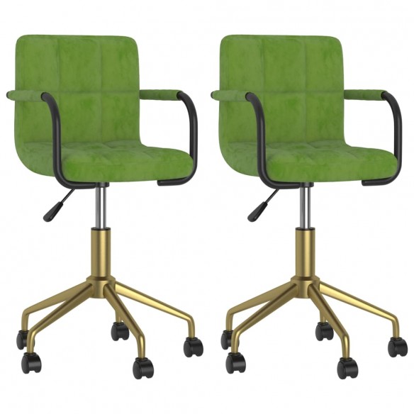 Chaises pivotantes à manger lot de 2 vert clair velours