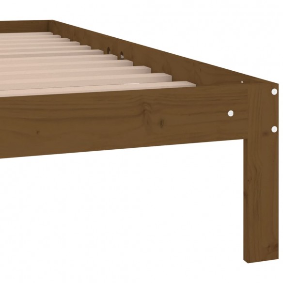 Cadre de lit Marron miel Bois massif 135x190 cm Double