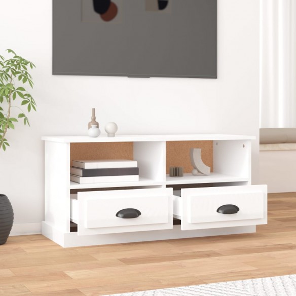 Meuble TV blanc brillant 93x35,5x45 cm bois d'ingénierie