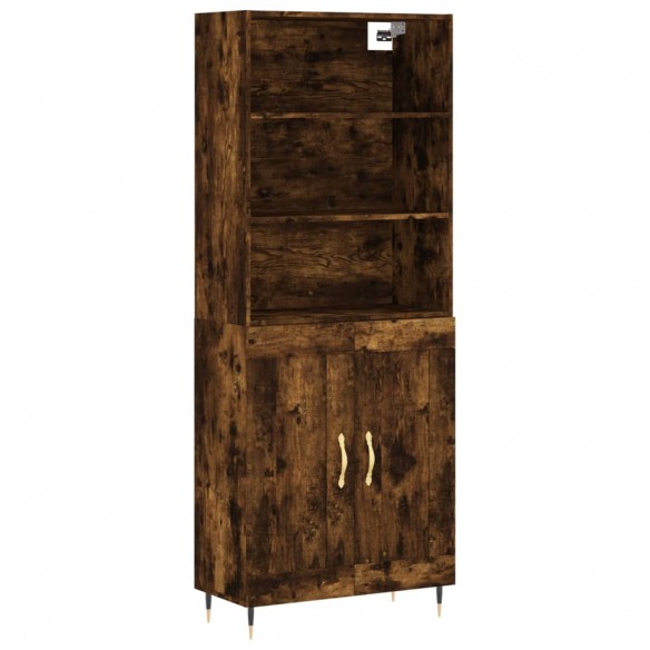 Buffet haut Chêne fumé 69,5x34x180 cm Bois d'ingénierie