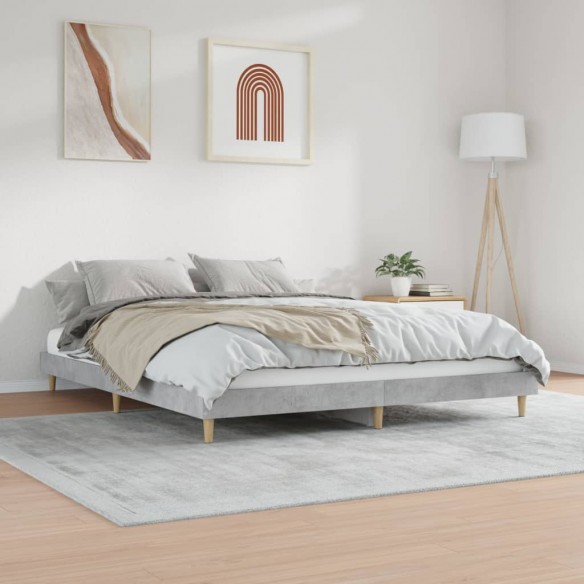 Cadre de lit gris béton 200x200 cm bois d'ingénierie