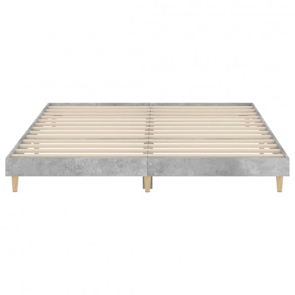 Cadre de lit gris béton 200x200 cm bois d'ingénierie