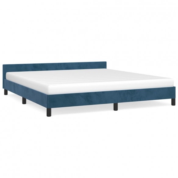 Cadre de lit avec tête de lit Bleu foncé 160x200 cm Velours