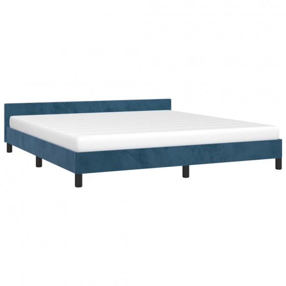 Cadre de lit avec tête de lit Bleu foncé 160x200 cm Velours