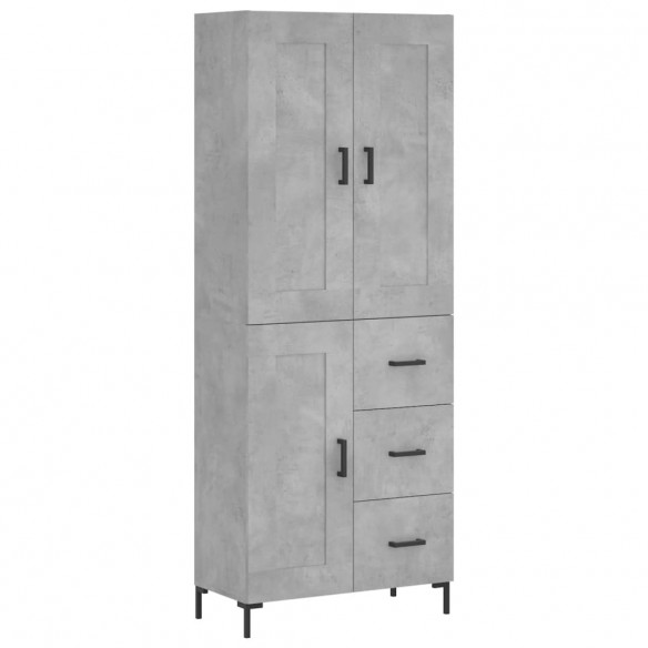 Buffet haut Gris béton 69,5x34x180 cm Bois d'ingénierie