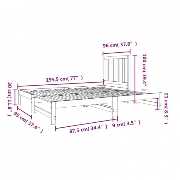 Lit coulissant Blanc 2x(90x190) cm Bois de pin massif