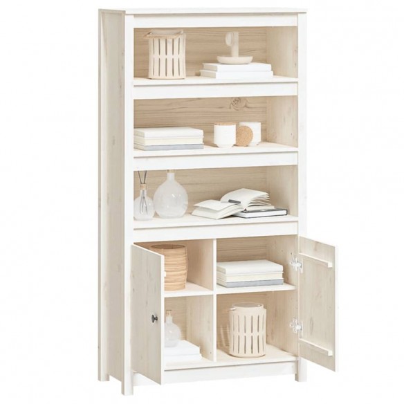 Buffet haut Blanc 80x35x154 cm Bois massif de pin