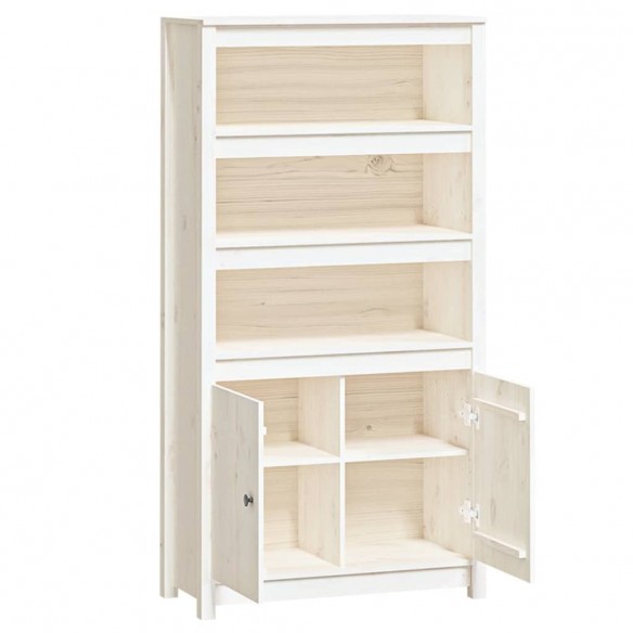 Buffet haut Blanc 80x35x154 cm Bois massif de pin