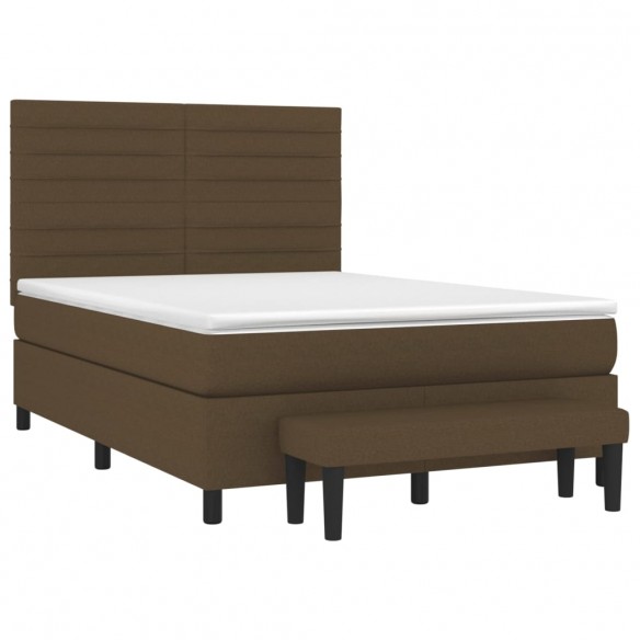 Cadre de lit avec matelas Marron foncé 140x190 cm