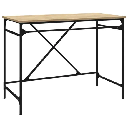 Bureau chêne sonoma 100x50x75 cm bois d'ingénierie et fer 2