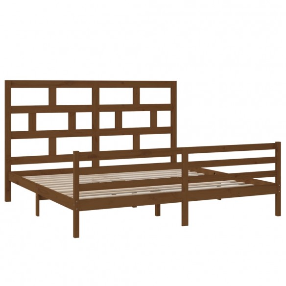 Cadre de lit Marron miel Bois de pin massif 200x200 cm