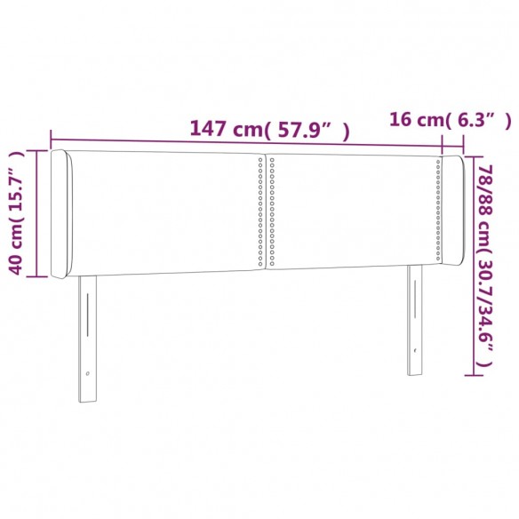 Tête de lit à LED Taupe 147x16x78/88 cm Tissu