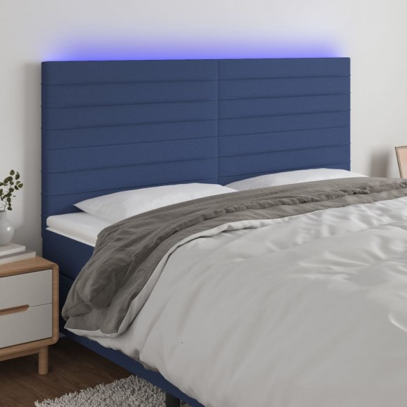 Tête de lit à LED Bleu 200x5x118/128 cm Tissu