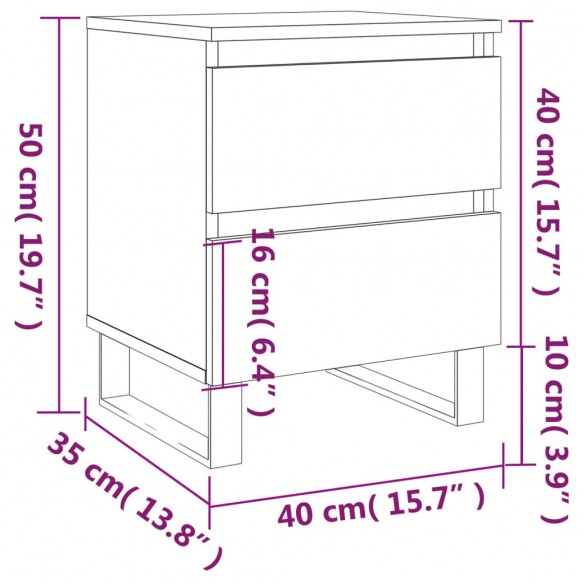 Table de chevet chêne sonoma 40x35x50 cm bois d’ingénierie