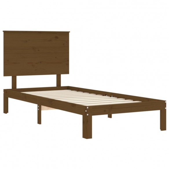 Cadre de lit tête de lit marron miel 100x200 cm bois massif