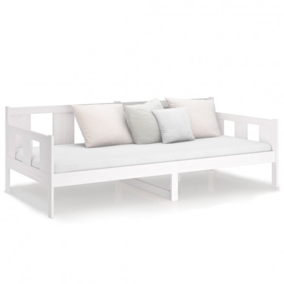 Lit de jour blanc bois de pin massif 80x200 cm