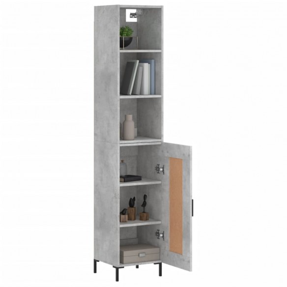 Buffet haut Gris béton 34,5x34x180 cm Bois d'ingénierie