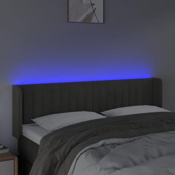 Tête de lit à LED Gris foncé 147x16x78/88 cm Velours