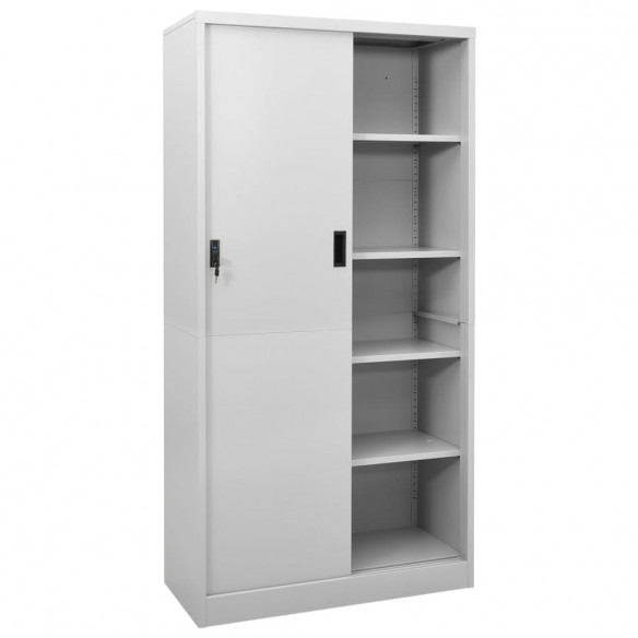 Armoire à bureau porte coulissante Gris clair 90x40x180cm Acier