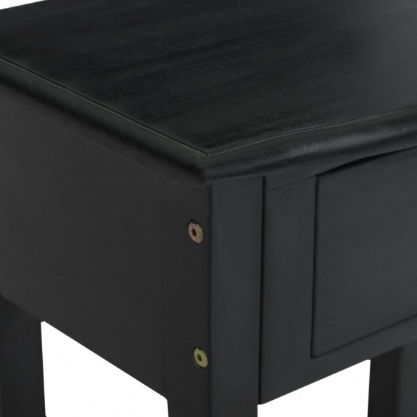 Table console avec tiroirs noir 50x30x75cm bois d'acajou massif