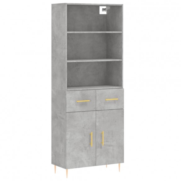 Buffet haut Gris béton 69,5x34x180 cm Bois d'ingénierie