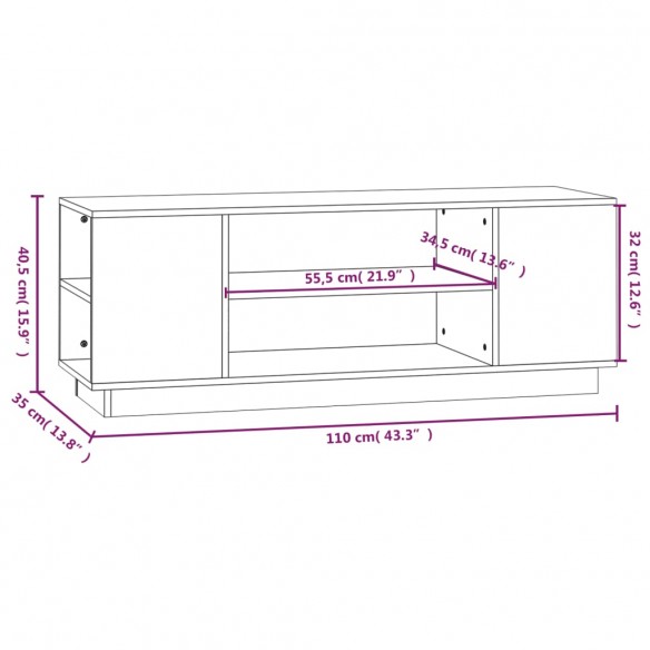 Meuble TV 110x35x40,5 cm Bois de pin massif