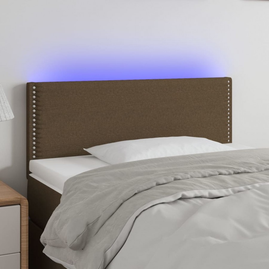 Tête de lit à LED Marron Foncé 80x5x78/88 cm Tissu