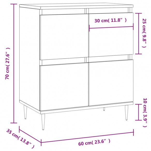 Buffet Chêne fumé 60x35x70 cm Bois d'ingénierie