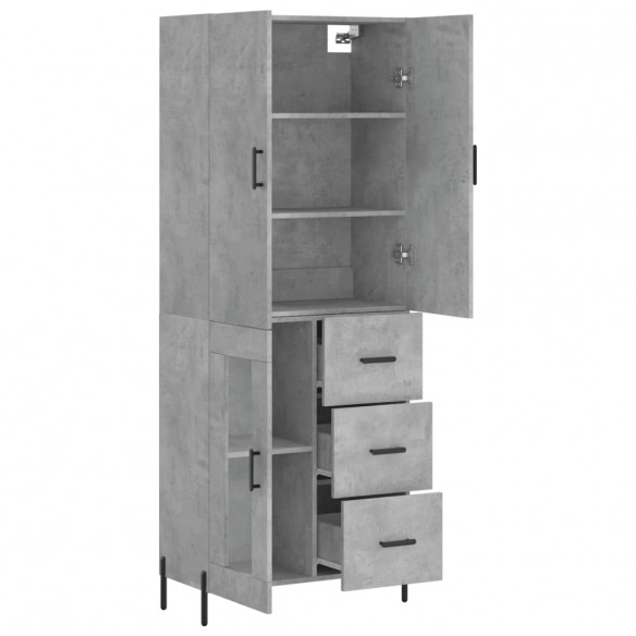 Buffet haut Gris béton 69,5x34x180 cm Bois d'ingénierie